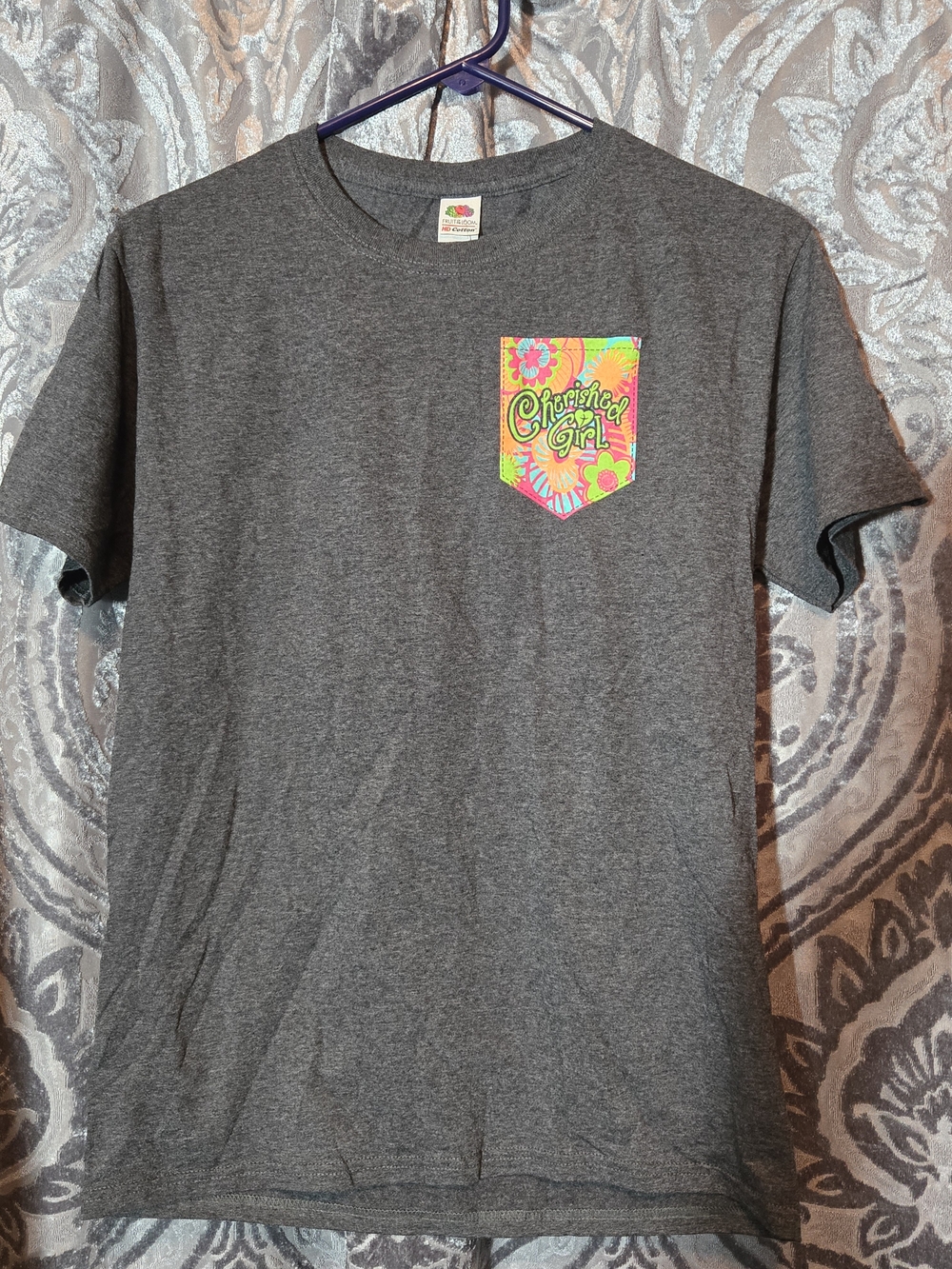 Cherished Girl Charcoal Gray Pocket Tee - Short Sleeve Women's Top